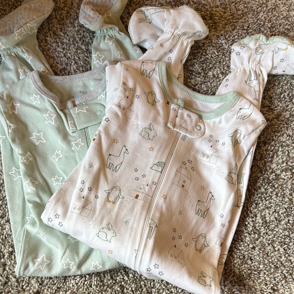 Cloud Island Kids Pajamas Sleep Sacks - Mint and Cream - Picture 1 of 6